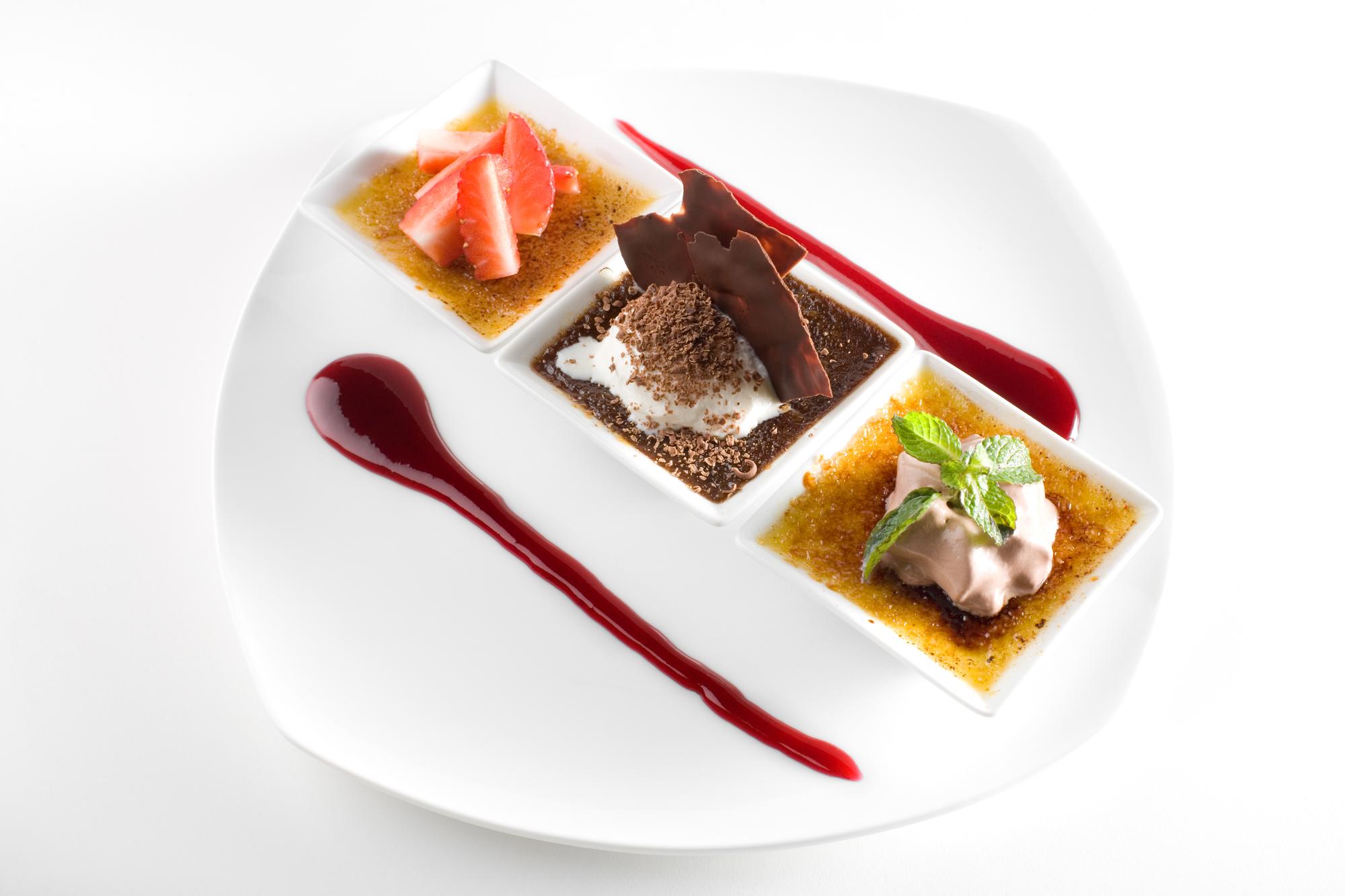 Dessert plated with garnish